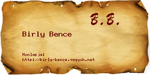 Birly Bence névjegykártya